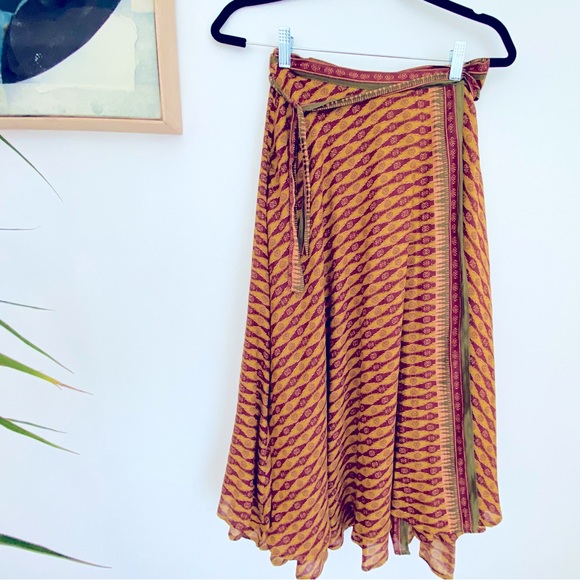 Free People Print MIDI Wrap Skirt - Picture 2 of 13